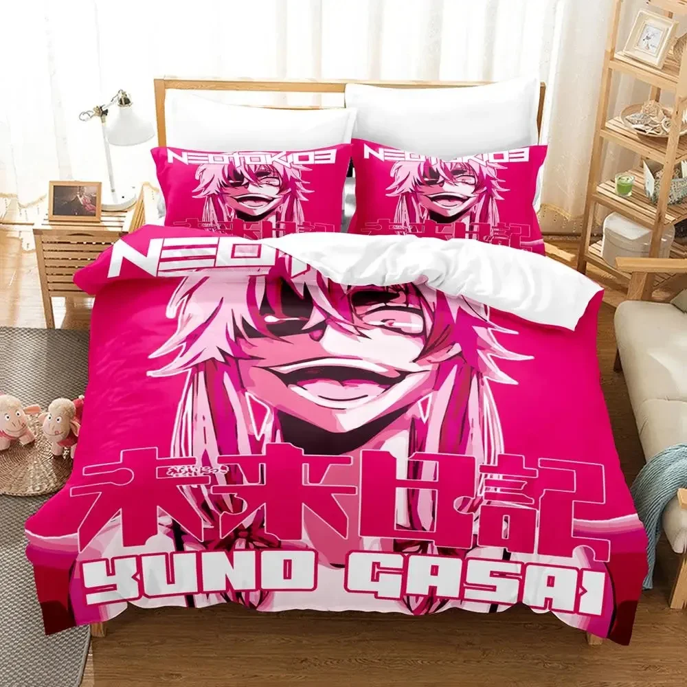 

Fashion Anime Future Diary Yuno Gasai Bedding Set Boys Girls Twin Queen Size Duvet Cover Pillowcase Bed Kids Adult Home Textiles