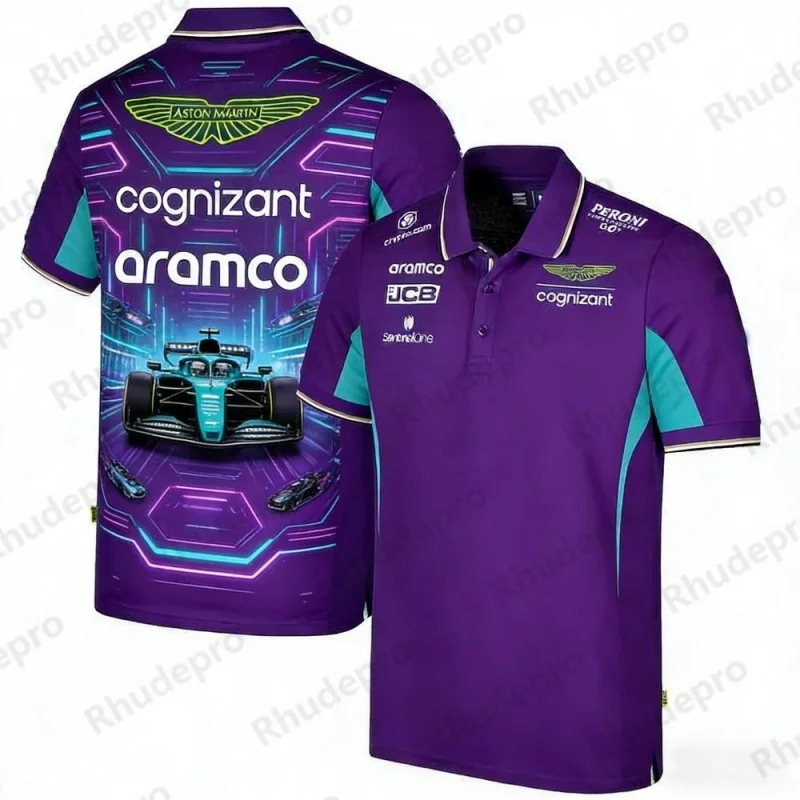 

Aston Martin Team Racing Themed Polo Shirt Breathable Casual Sportswear for Racing Fans Daily & Event Wear
