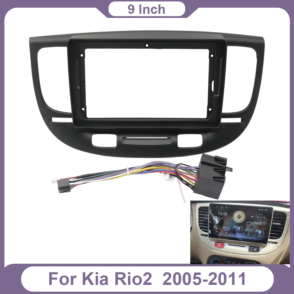 

Car Radio Fascias Stereo Installation 2 Din Head Unit Frame Stereo Dash Cover Mp5 Panel Trim For Kia Rio2 Rio 2 2005-2011 9 Inch
