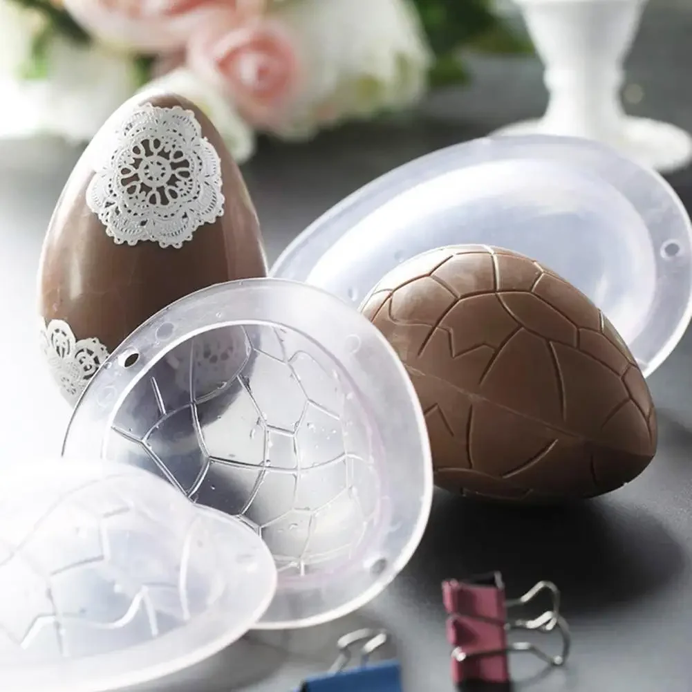 3D Polycarbonate Chocolate Molds Happy Easter Bunny Egg Rabbit Chocolate Mould Baking Pastry Bakery Festival Confectionery Tools