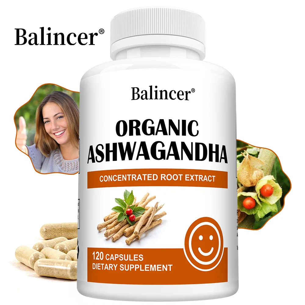 

Organic Ashwagandha Capsules - with Black Pepper Extract - Relaxation, Cognitive Function, Healthy Stress Support