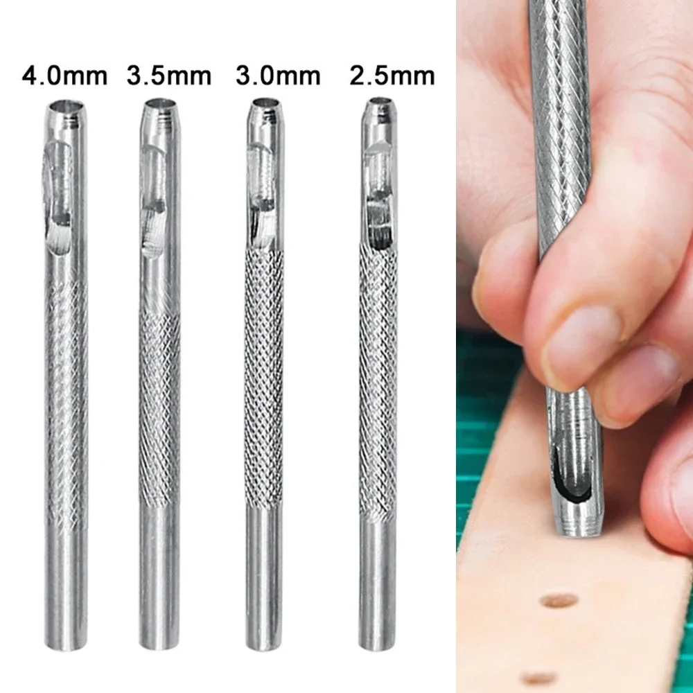 Runde Leder Form Locher Kit Gürtel Hohl DIY Punch Set Metall Cutter Werkzeug 2,5/3,0/3,5/4,0mm Für Uhr Band Handwerk Kleidung