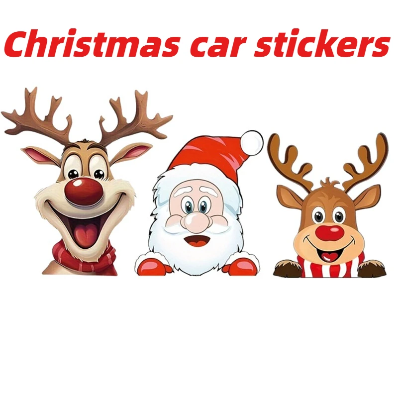 ملصقات سيارة عيد ميلاد سعيد مقاومة للماء سانتا كلوز وديكورات نافذة الرنة مناسبة لملصقات كمبيوتر السيارة قطعة واحدة #6