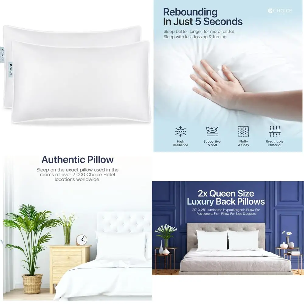 

Роскошная гипоаллергенная подушка для спины 20x28 от Choice Hotele Luminesse, идеально подходит для позиционеров и боковых снастей с твердой поддержкой