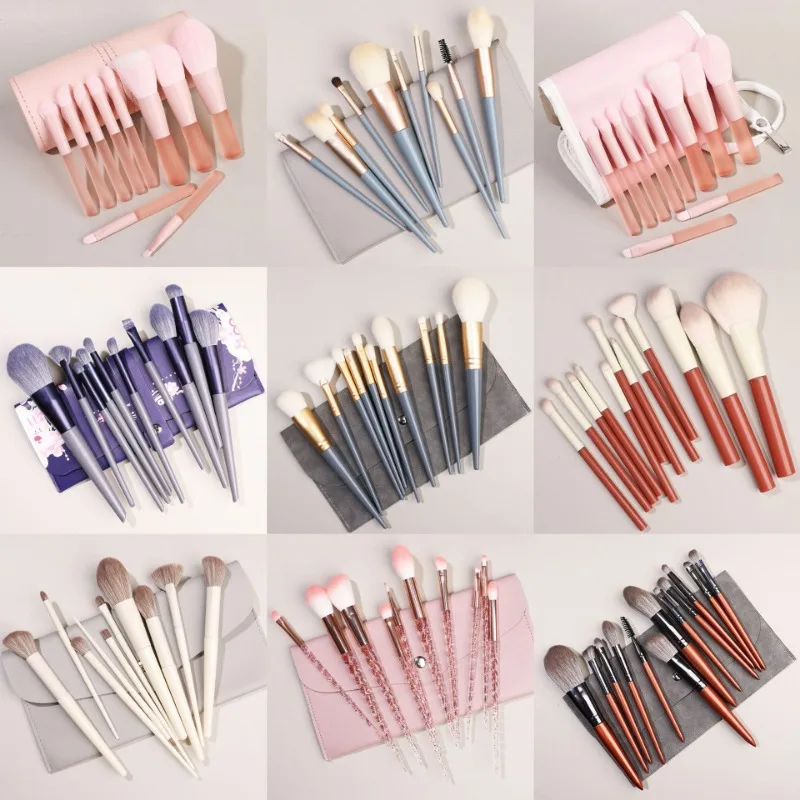 Ensemble de pinceaux de maquillage professionnels, outils de beauté avec sac, fond de teint, correcteurs, ombre à barrage, fard à joues, mélange