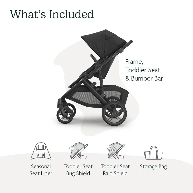 Vista V3 Stroller - Full-Size Single-to-Double Stroller System - Toddler Seat, Bug Shield, Rain Shield, and Storage Bag Included