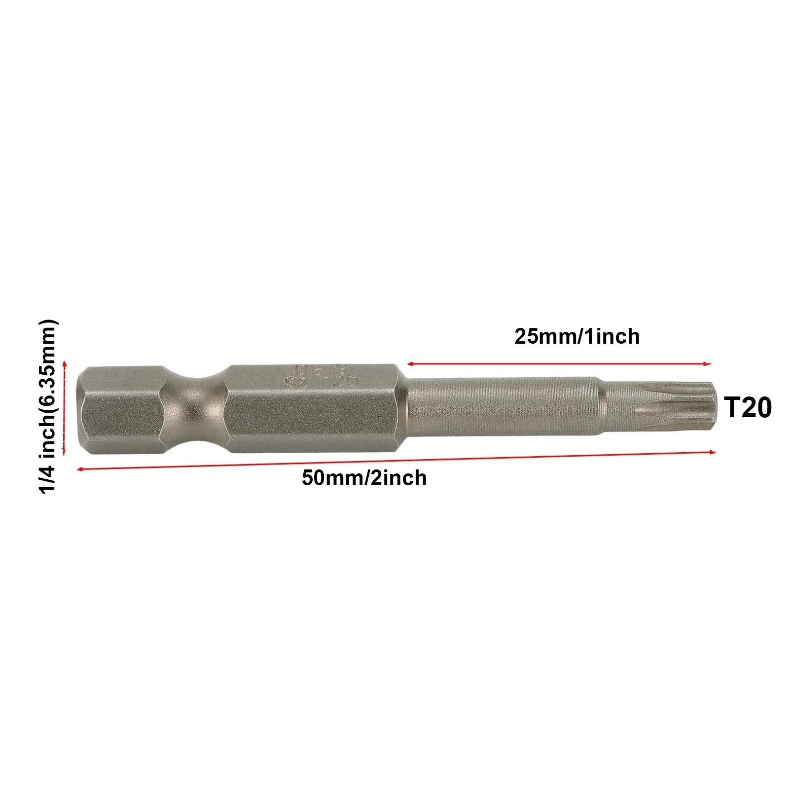 Puntas de destornillador Torx magnéticas T20, 5 piezas, 50mm de largo, 1/4 pulgadas, cabeza de vástago hexagonal, herramientas manuales