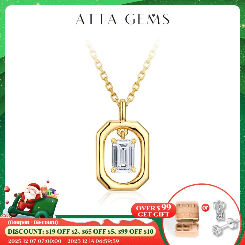 ATTAGEMS 最高品質のモアッサナイトダイヤモンドネックレス女性のためのソリッド 10 k 14 k 18 k イエローゴールドペナントファインジュエリーギフト卸売新しい