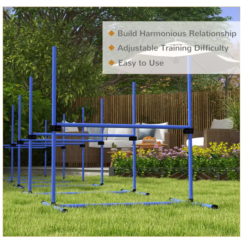 

PawHut 8 Piece Dog Agility Training Equipment for Dog Agility Course with Adjustable Height Jump Bars, Included Carry Bag, & Dis