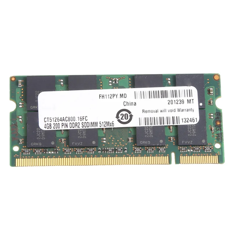 

A34M-для MT DDR2 4 ГБ 800 МГц ОЗУ PC2 6400S 16 чипов 2RX8 1,8 В 200 контактов SODIMM для памяти ноутбука, простая в использовании