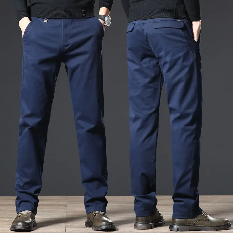 

2022 Casual Cargo Pant Men Stretch Slim Classic Straight Pant Men Cotton Spring Autumn Elastic Business Long Trouser Male T209