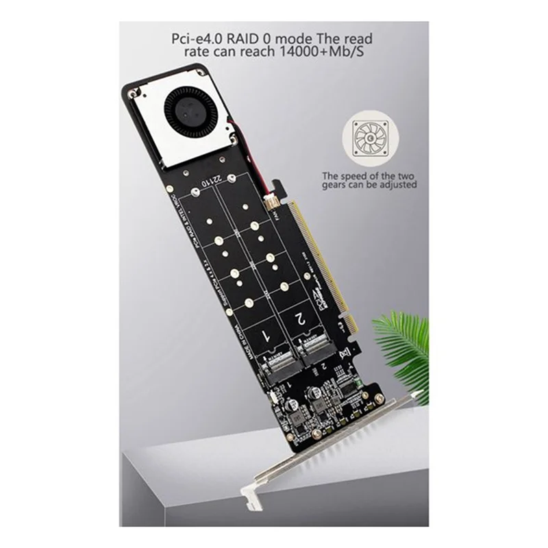 New Double-Sided 4-Disk NVME Raid PCI-E X16 Split Card PCI-E X16 to M.2 M-Key NVME X4SSD RAID Expansion Card Adapter