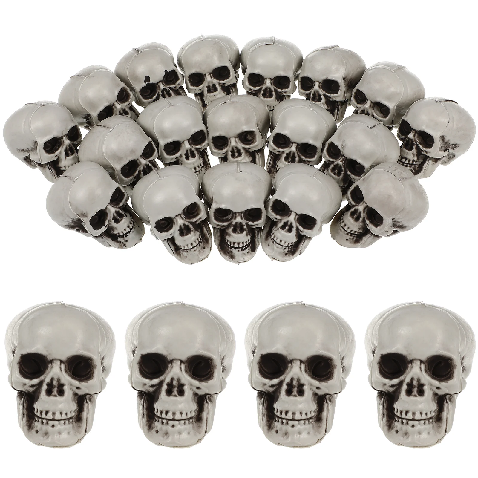 Mini têtes de crâne en plastique pour Halloween, accessoires de farce, terrifiant, ornements de décoration, maison hantée, festif, 5cm, 18 pièces