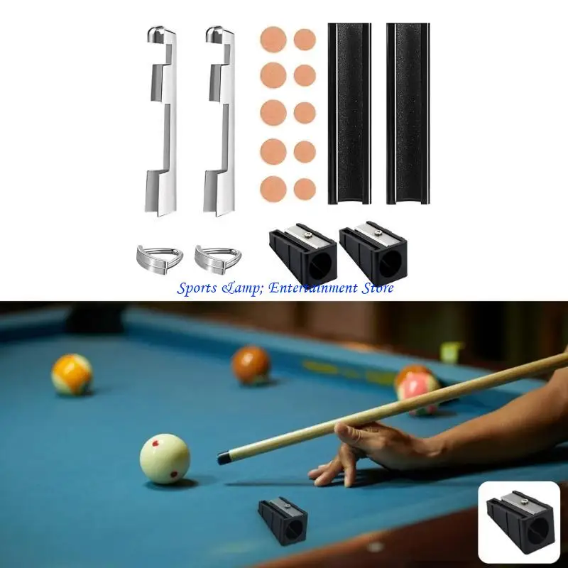 

G7NF 16Pcs Cue Tip Shaper Chalk Cubes Pool Cue Repair Set for Billiard Table Cue Tips