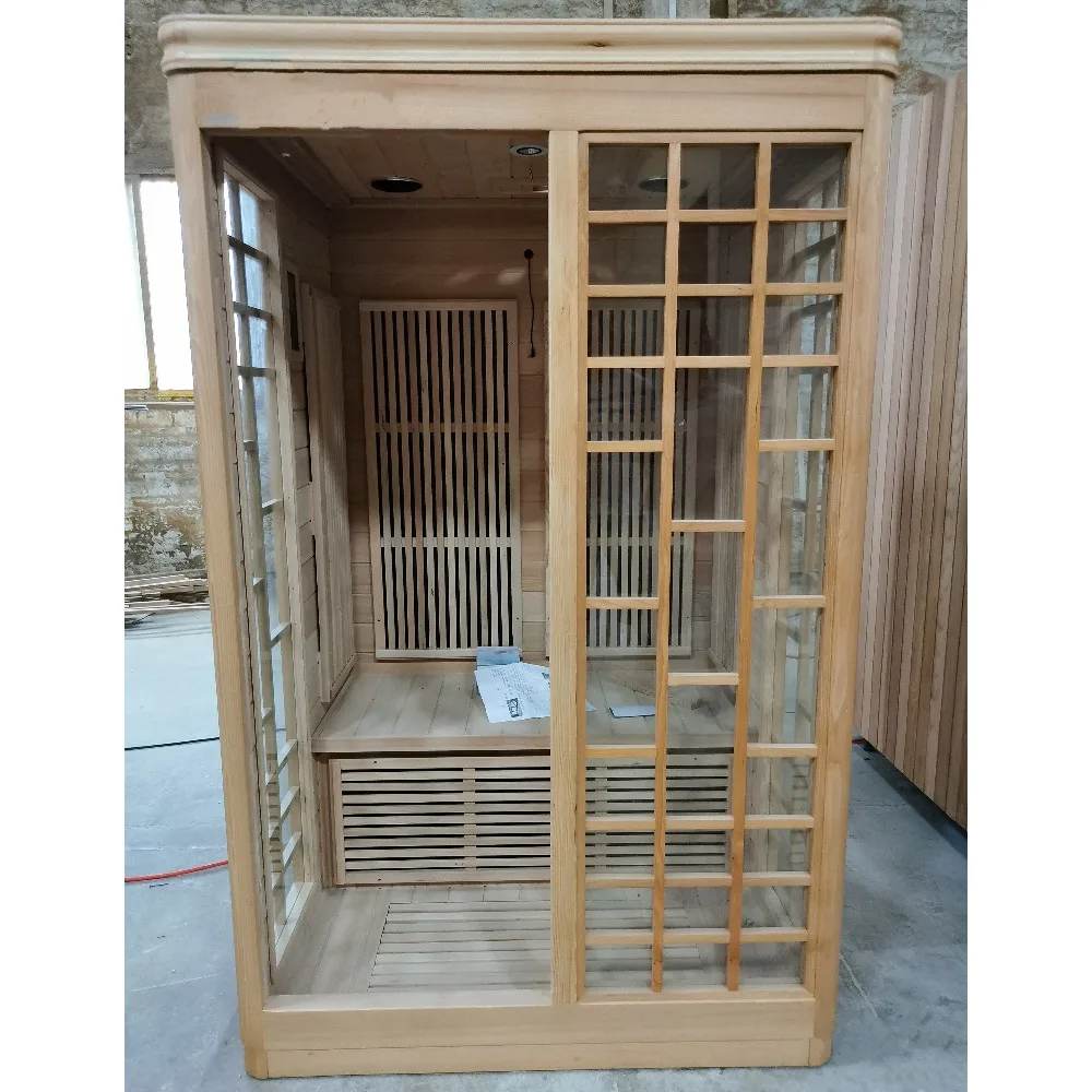 Luxury Canadian Red Cedar Wood Sauna Room, Far Infrared Dry & Steam Sauna for Indoor Outdoor Use with 220V Heater image 2