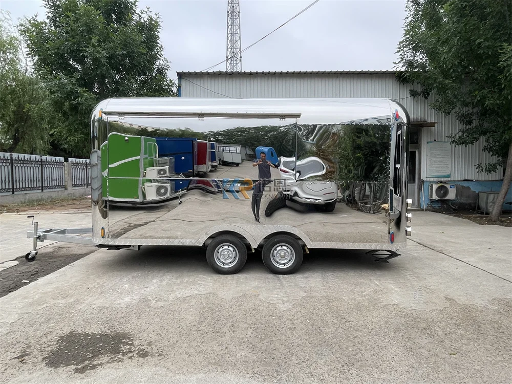 รถเทรลเลอร์รถขายอาหารฮอตดอกร้านกาแฟอุปกรณ์จัดเลี้ยงแบบเต็มตู้ขายอาหาร