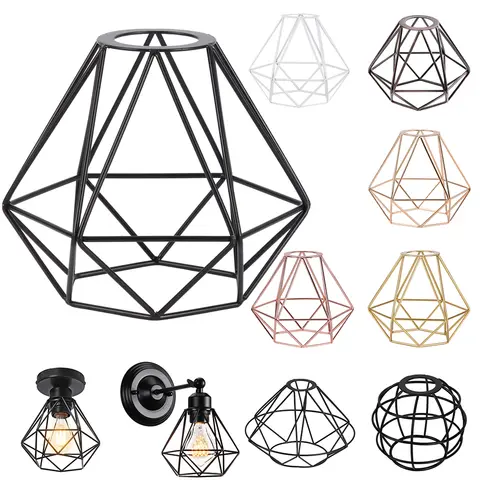 Abajur moderno de metal, guarda de luz, pingente, lâmpada, proetctor, teto, pendurado, cobertura de lâmpada, gaiola de fio de metal, estilo industrial