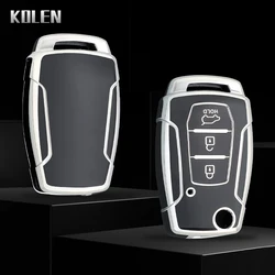 TPU Car Flip Key Case Cover Shell Fob For Ssangyong Kyron 2 Sanka Actyon Korando Tivoli 3 Buttons Key Protective Holder Keychain