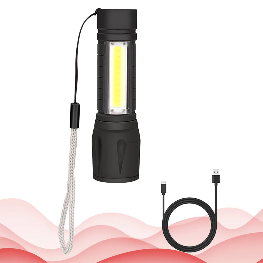 قطعة واحدة من مصابيح الطوارئ القابلة لإعادة الشحن عبر USB مع 3 أوضاع للأنشطة الخارجية باللون الأسود