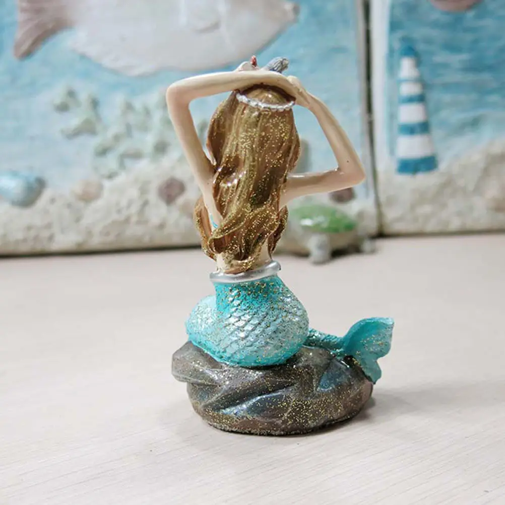 

2Pcs Mermaid Ornament Aquarium Decoration Resin Craft Landscaping Fish Tank Accessories Simulated Artificial Mermaid Decor