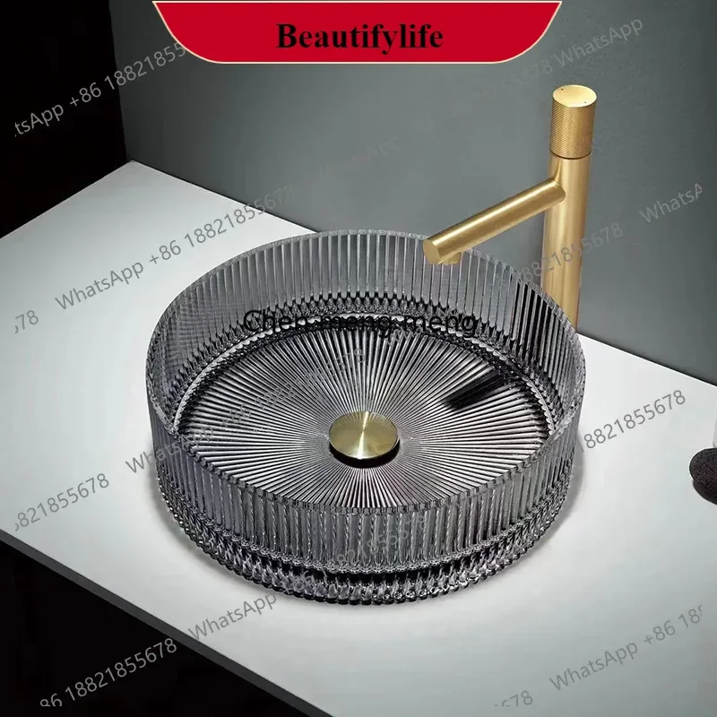 

Стеклянная раковина M138 для ванной комнаты, круглая, настольная, для установки на столешницу