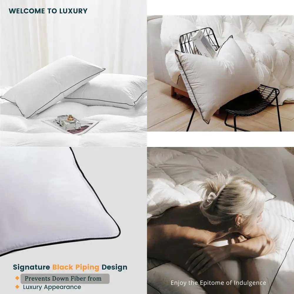 

Luxury White Goose Down Pillow - Ultra Soft, Hypoallergenic, Hotel-Style Comfort and Support, Standard Size (20 x 26)