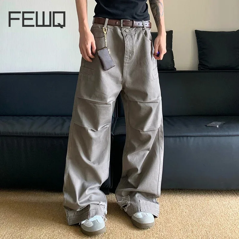 

Мужские прямые брюки в американском стиле FEWQ, повседневные модные брюки в Корейском стиле, модель 24E1048, 2024