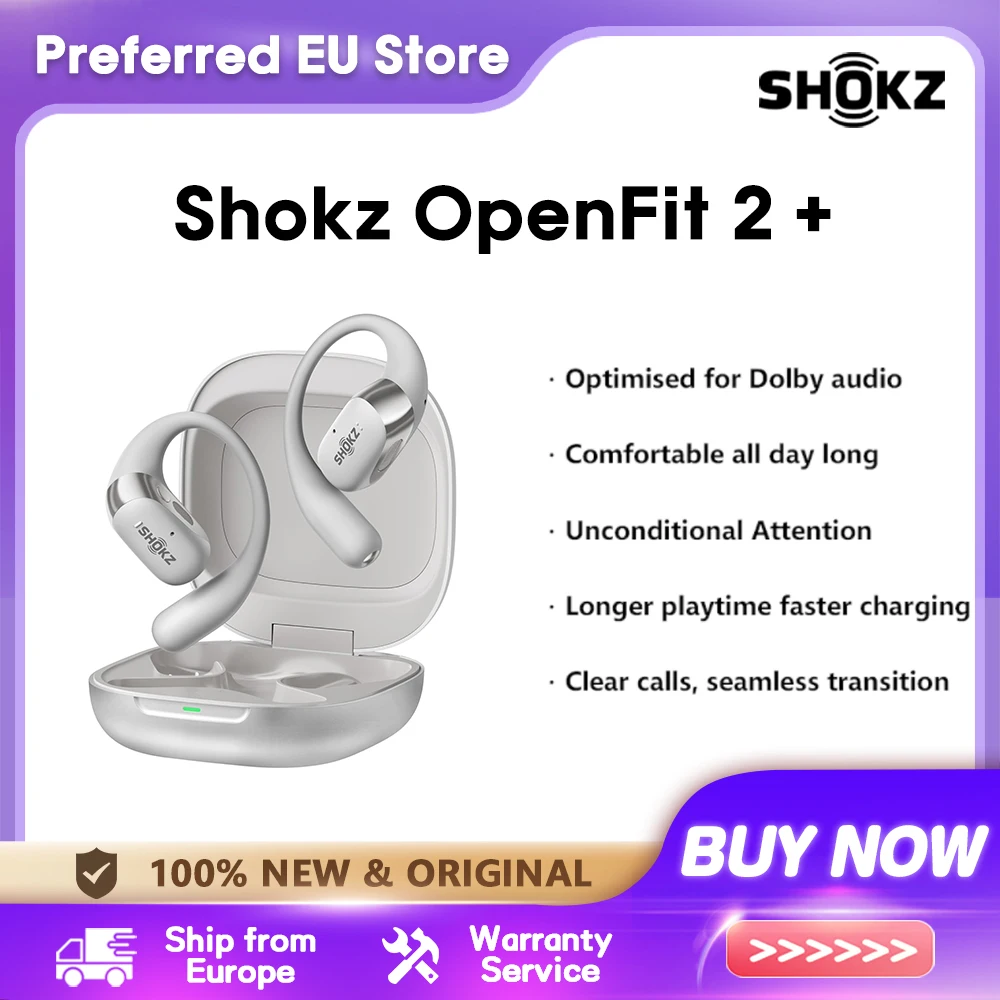 ?SHOKZ?SHOKZ OpenFit 2 + T921 �couteurs gratuits Dolby Audio Compatible 48 heures IP55 R�sistance � l'eau USB-C T921