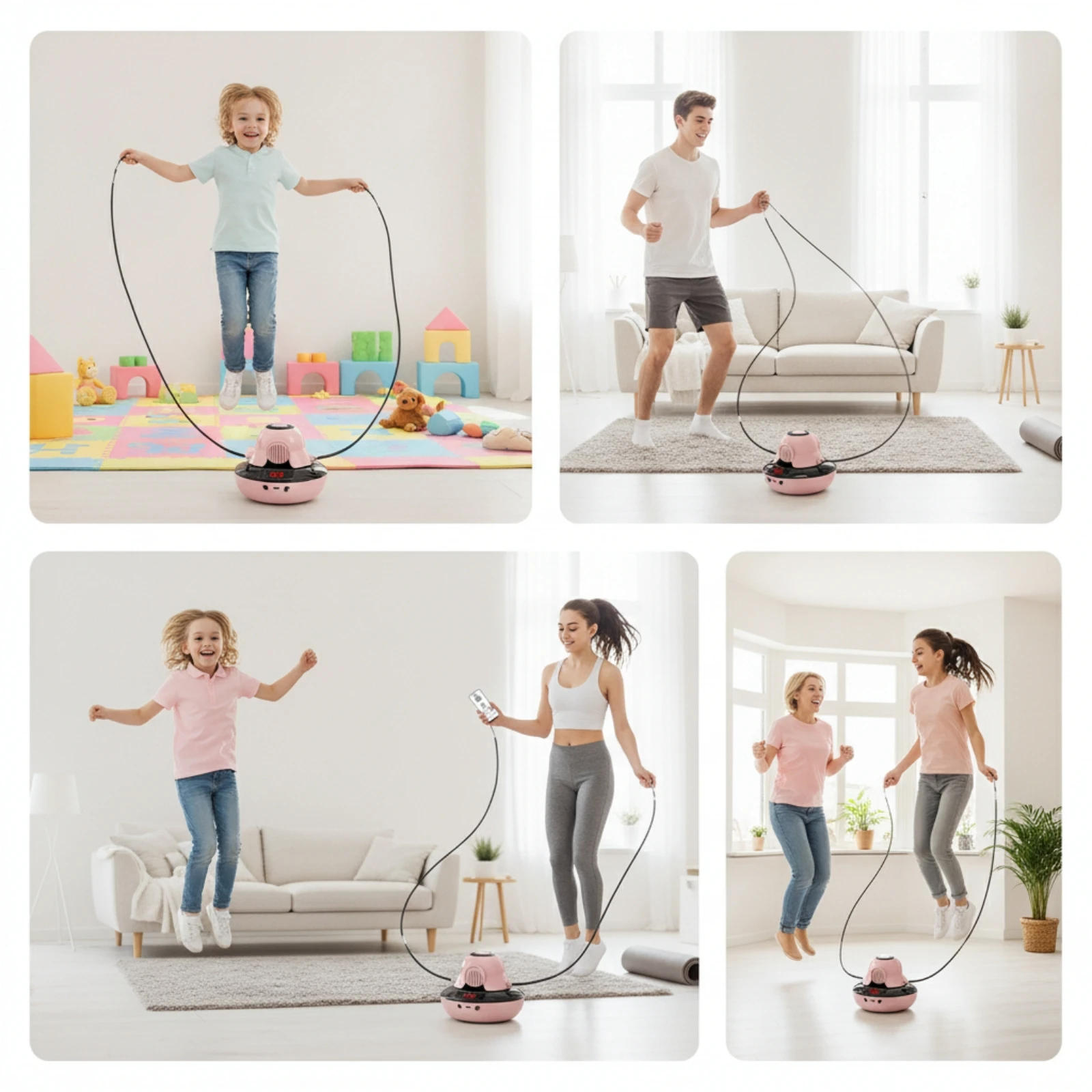 Automatic Jump Rope Machine Adjustable Speed Smart Skipping Machine with Controller Fitness Equipment Stable Compact