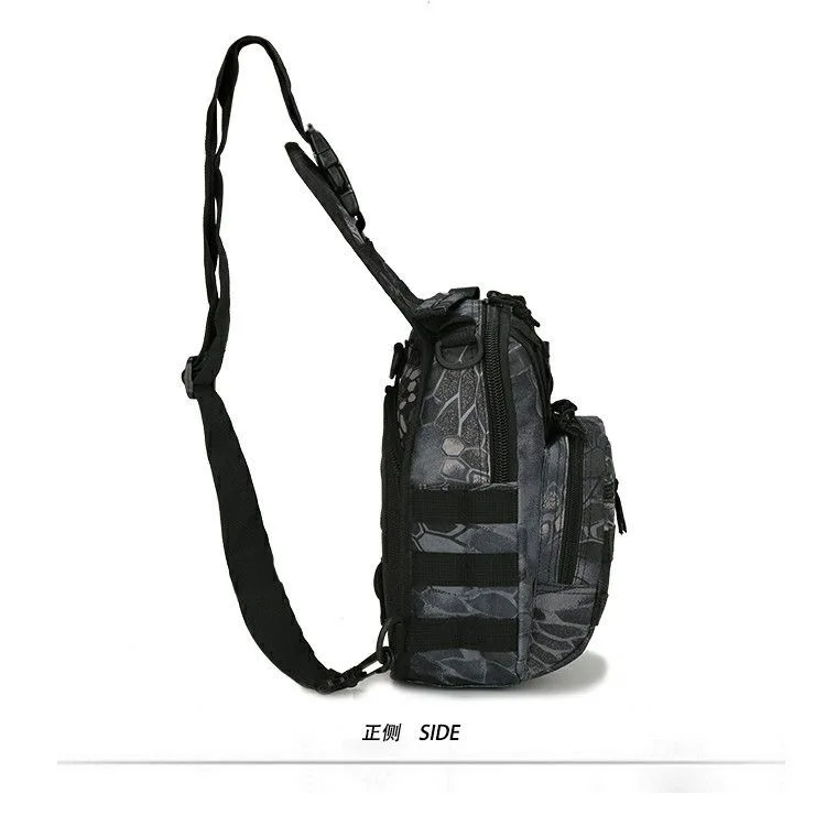 HTMCK 10L Multifunctional Tactical Chest Sling Bag, 600D Oxford Molle Crossbody Backpack for Outdoor Hiking Camping Travel gallery 4