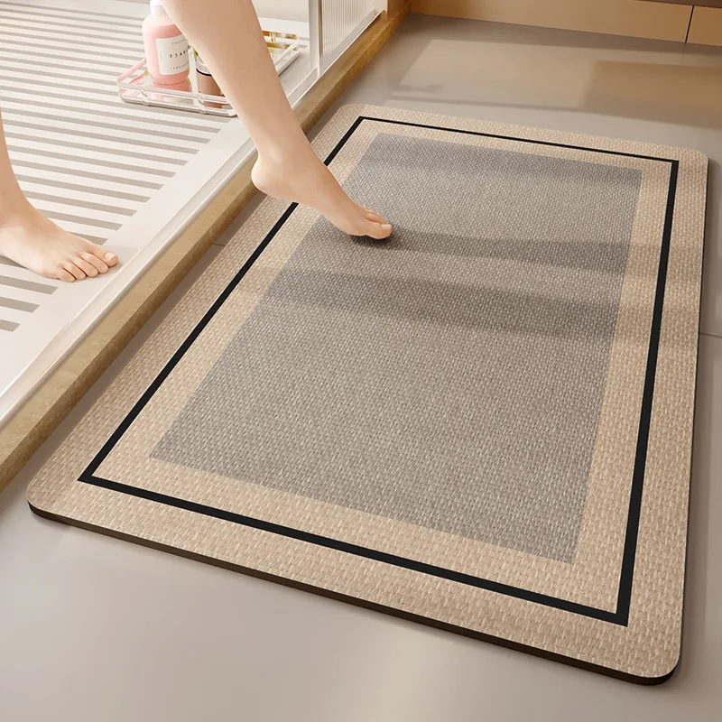 Modern style Non-Slip Diatom Mud Quick Drying Bathroom Mat, Double Bathroom Mat, Shower Room, Toilet Door, Bathtub Carpets