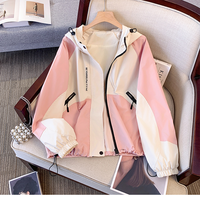 ITOOLIN Pink Fashion Pocket Hooded Coat For Women Long Sleeve Outdoor Letter Decoration Hooded Cardigan Loose Jacket Coats