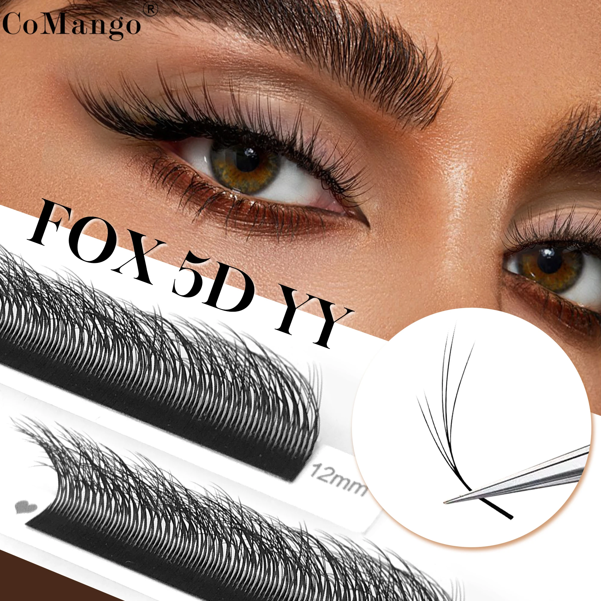 CoMango Premium Mutil-layer Slant Flying Eyelashes Extension Hybrid Wispy Lashes Fox Eye Style Lash Make-up Eyelashes