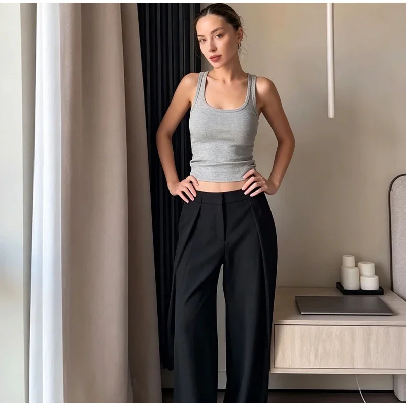 Damen-Hosen-Sets, V-Ausschnitt, Langarm, Taillenbetonende Asymmetrische Mäntel, Hochgeschnittene Plissierte Hosen, Schicke Büro-Outfits für Damen, Neuheiten – Detail 6