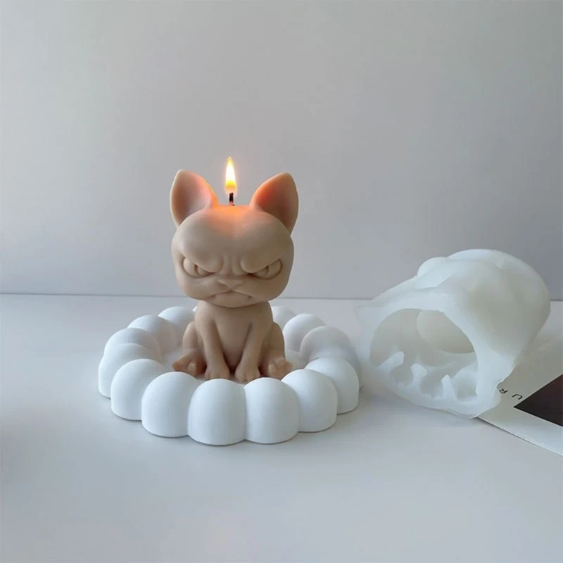 

Durable Angry Dog Silicone Mold DIY Crafts Dog Aromatherapys Resin Mold Cartoon Animal Scented Candles Mold Art 37JB