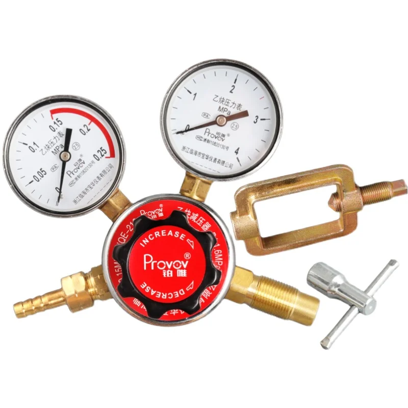 Acetylene Pressure Reducer All Copper YQE-213 Valve Body Pressure Reducing Valve Regulator Acetylene Pressure Gauge