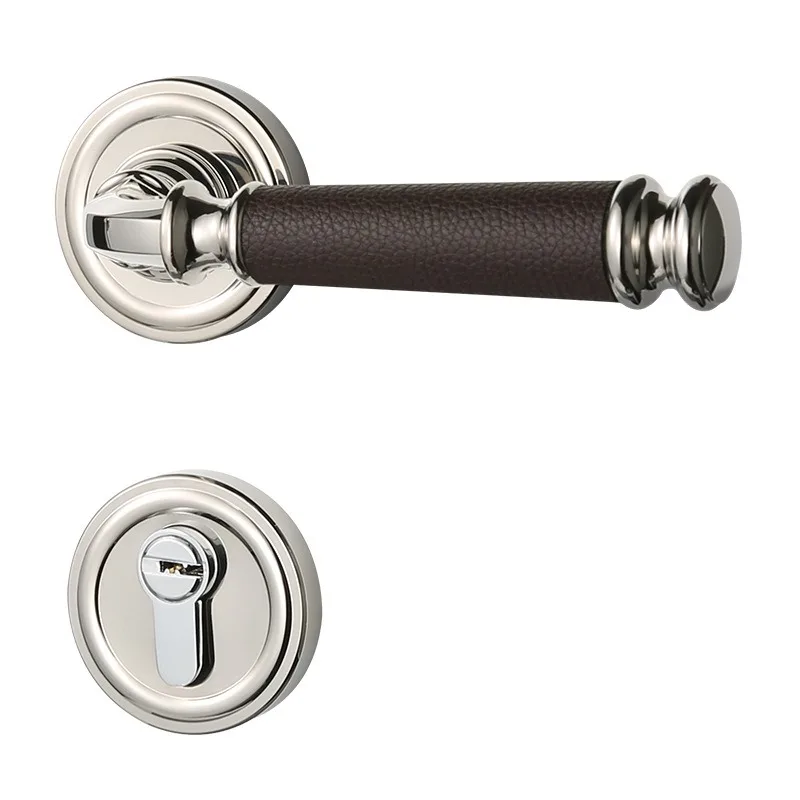Indoor Bedroom Cortical Magnetic Silent Lock Silver Brass Door Handle Wooden Door Integrated Split Brass Door Lock