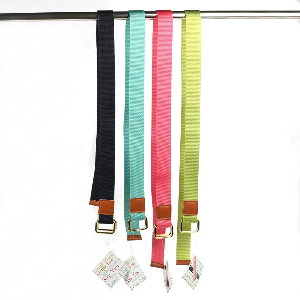 Adjustable All-Match Nylon Fluorescent Canvas Belt Fashion Jeans Decoration Belt Steel Buckle Elastic Solid Color Long Waistband