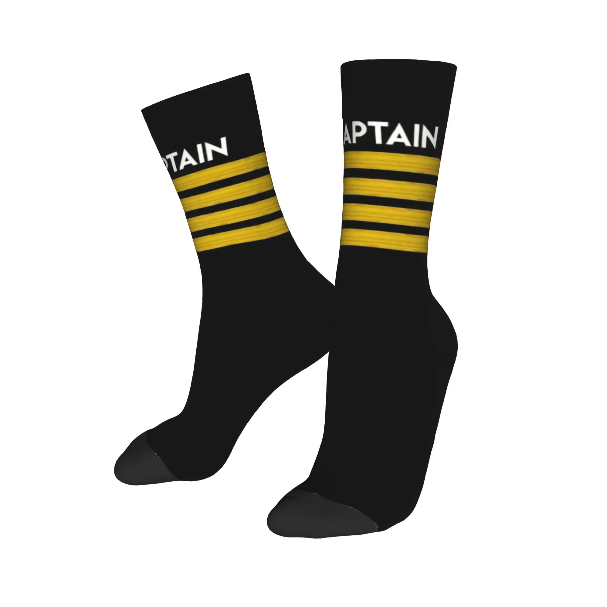 Captain Epaulets Stripes Man Crew Socks Unisex Cute Aviator Flight Pilot Spring Summer Autumn Winter Socks Women