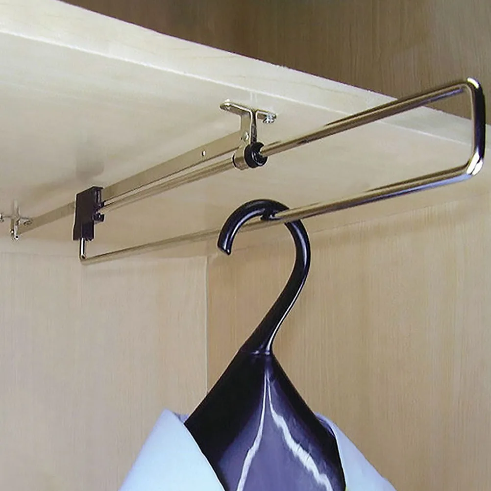 

5pcs Retractable Adjustable Wardrobe Clothes Rail Hanging Rod For Home Bedroom Space Saving Iron Clothes Hanger Sturdy