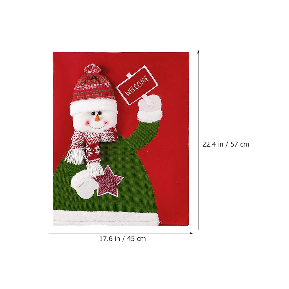 Christmas Chair Back Covers Set Snowman Design Soft Fabric Reusable Dining Room Kitchen Holiday Party Decorations Indoor