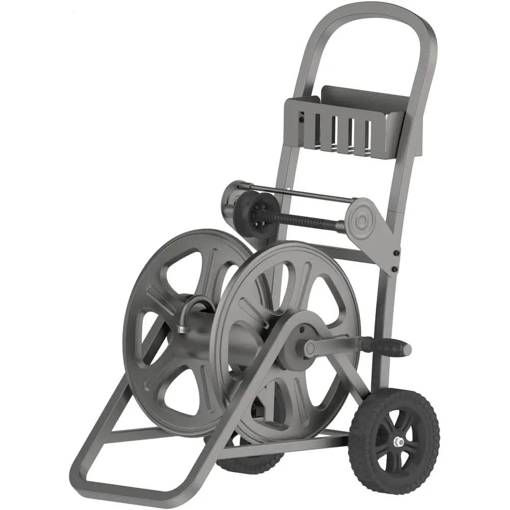 

Heavy-Duty Steel Garden Hose Cart with 125ft Capacity, Rust-Resistant Finish, 5ft Lead Hose Included - Lawn & Garden Care (Satin