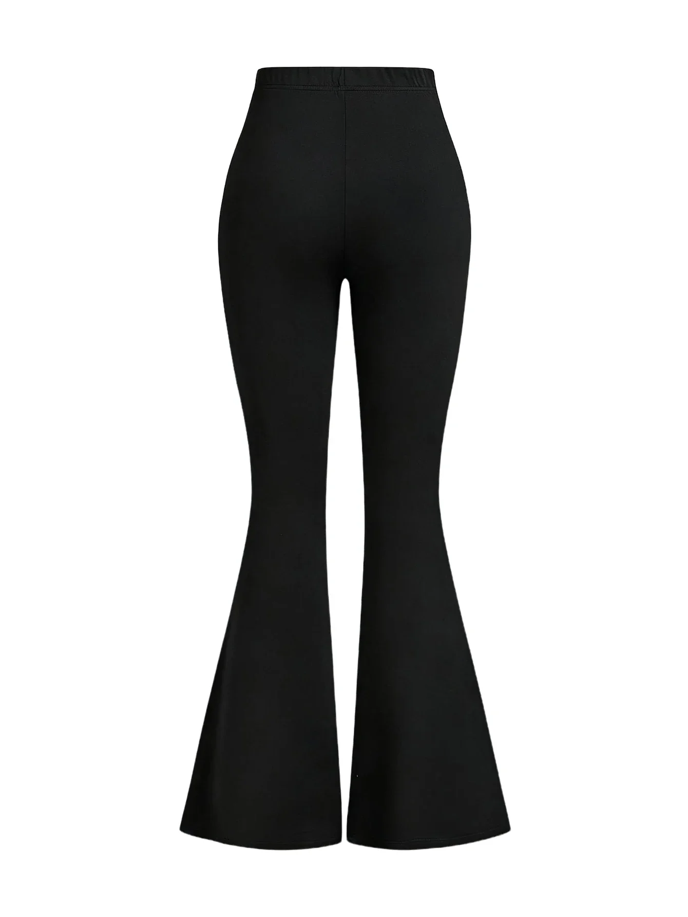 女性用の万能なハイウエスト、スリムで流れるようなカジュアルパンツ、ややフレアなデザインで、体型を美しく見せるフィット感の良いパンツです。