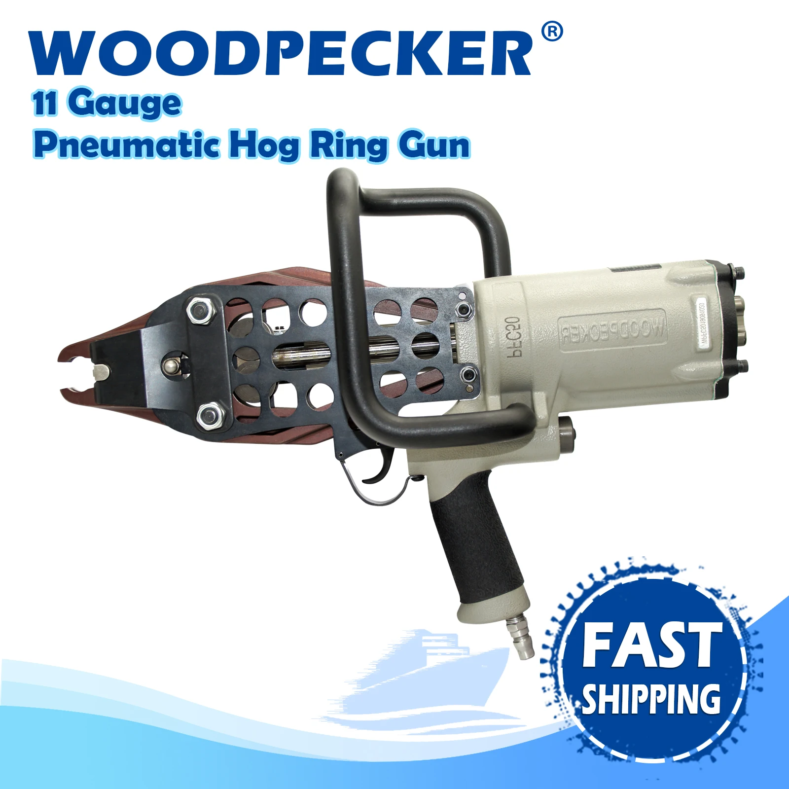 WOODPECKER PFC50 11 Gauge Heavy Duty C-Ring Air Gun Pneumatic Stapler for Wire Cages Car Seats Spring Mattresses