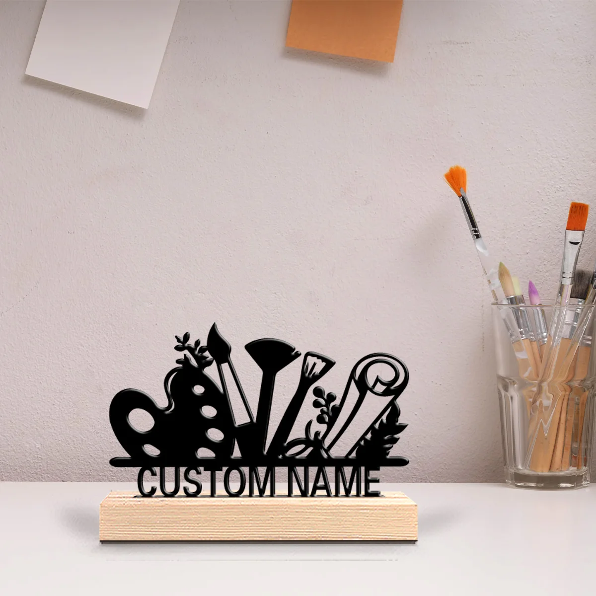 1pc Beauty personalized custom Drawing board Metal statues Metal Art with Wooden Base Perfect for Painters, Studios, Creative Sp