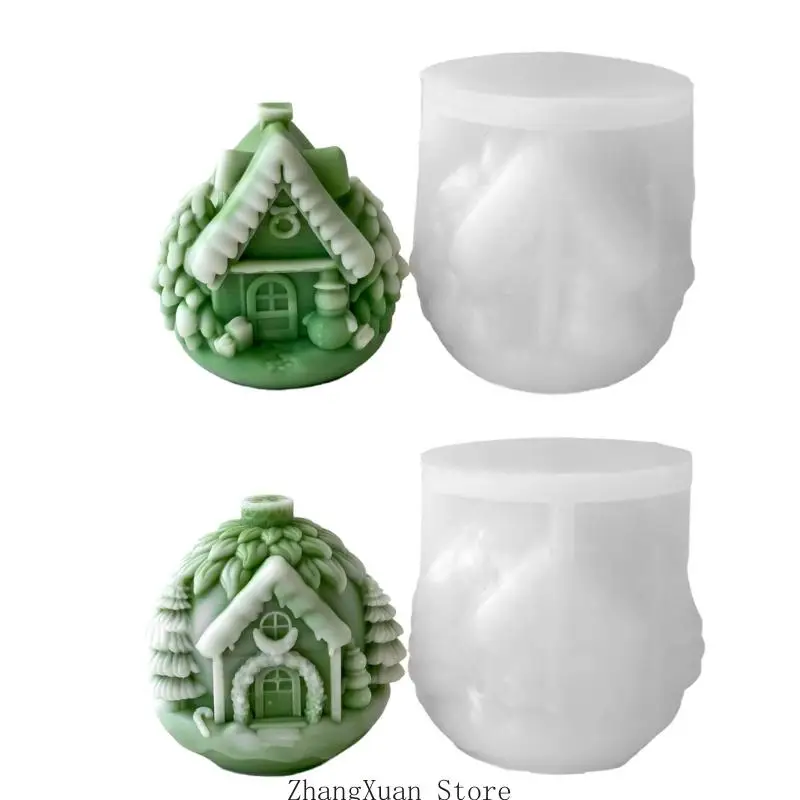 

3XUF Силиконовая плесень Рождественская Дом Свеча