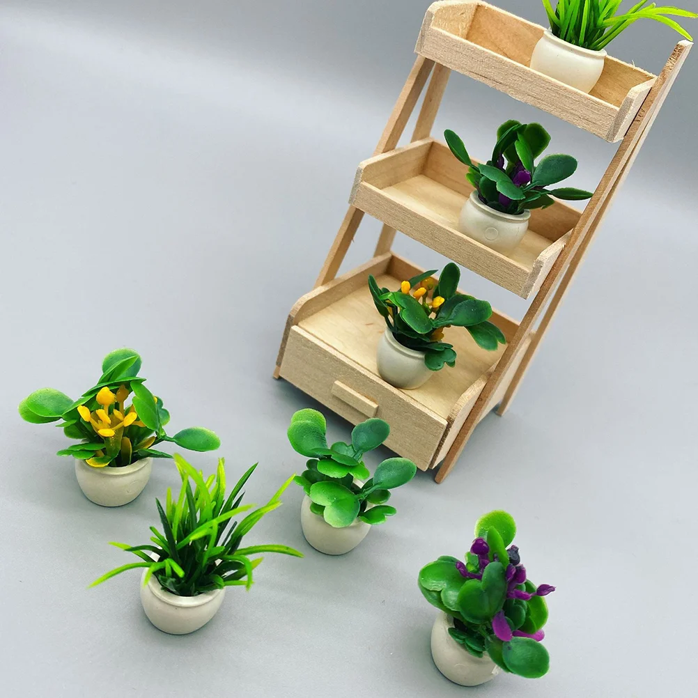 

8 Pcs Miniature Plant Model Small Floral Bush Landscaping Potted Tiny Plants Artificial Indoor Decorations for Dollhouse Mini