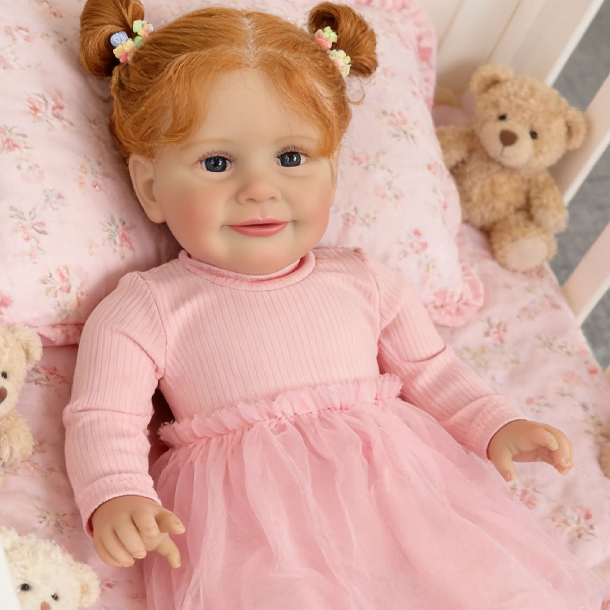 25 Zoll Weicher Stoffkörper Niedliche Hübsche Zoe Reborn-Puppe Lebensechte Kleinkind-Puppe Mehrschichtige Bemalung Mit Sichtbaren Adern Handgeknüpfte Haare