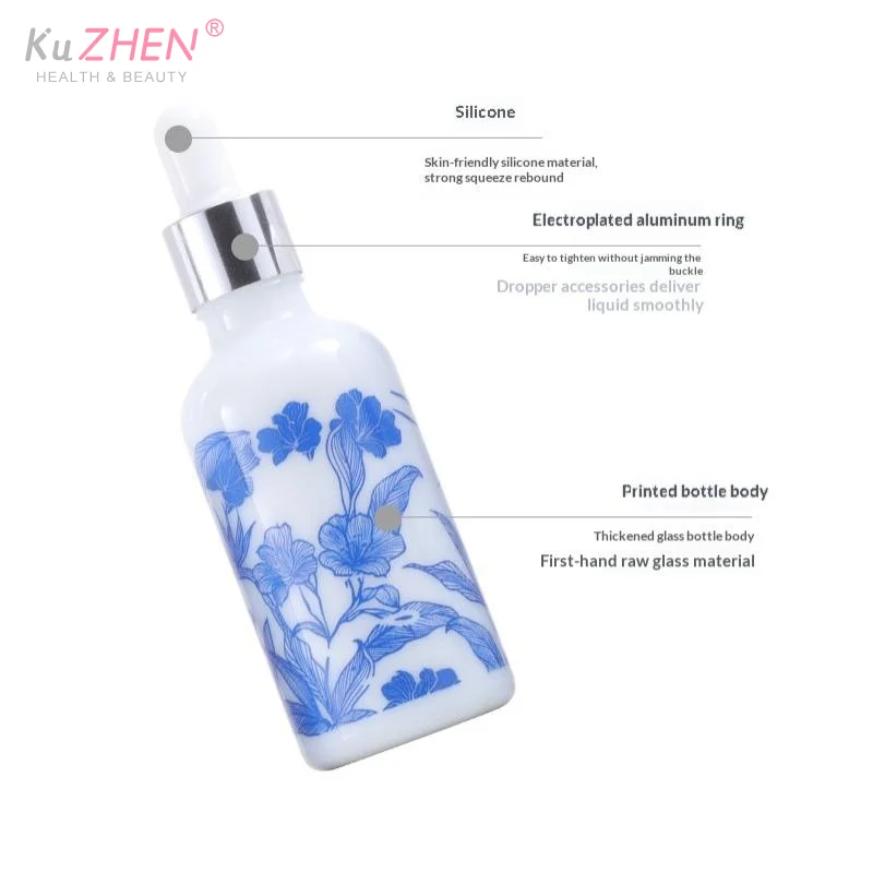 1PCS 10/15/30ml New Quality Empty Ceramic Blue & White Porcelain Essential Oil Dropper Bottles Leakproof Travel-Friendly Design