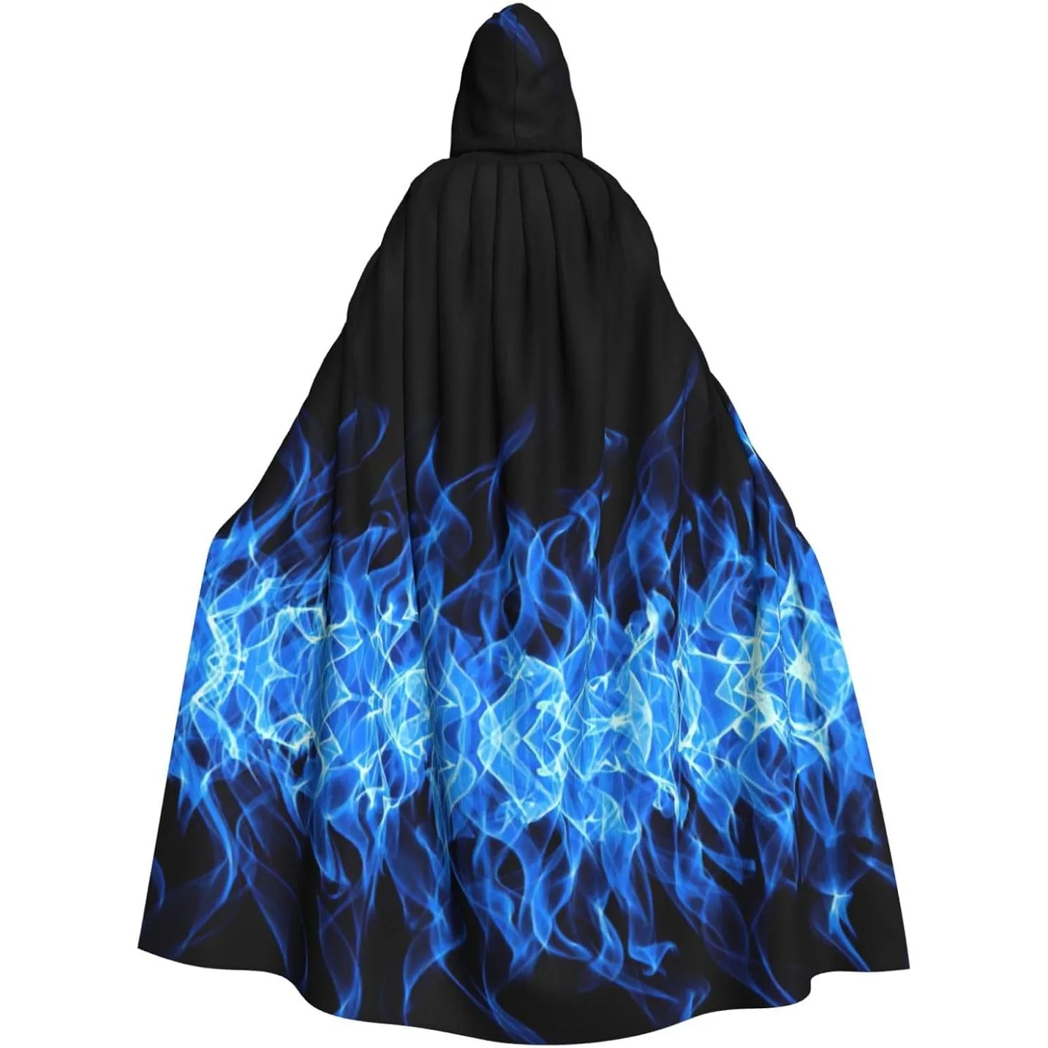

Blue Flame print Adult Hooded Cape Carnival Festival Cape Cosplay Robe Costume party Gothic Carnival